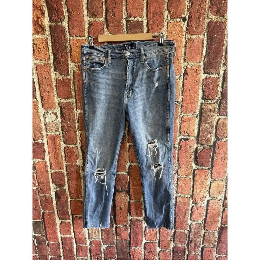 Gap Womens Blue Denim Straight Leg High Rise Vintage Slim Size 14/32